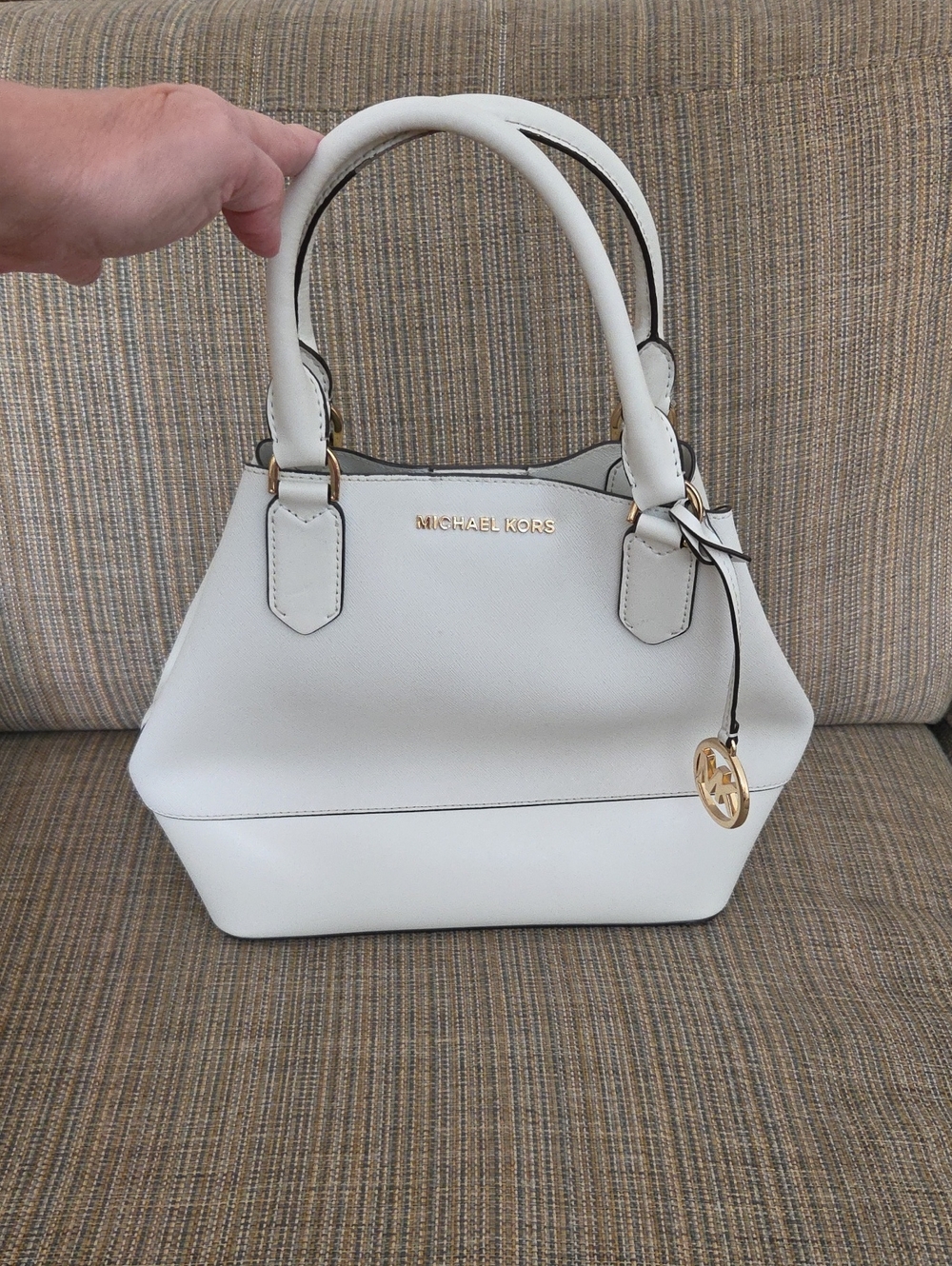 Michael Kors White Satchel with Gold Hardware